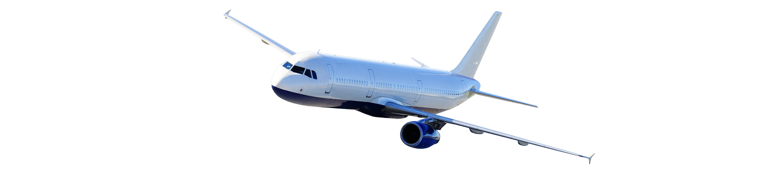 Lecący samolot pasażerski na niebieskim niebie