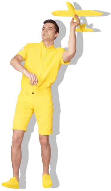 mężczyzna z samolotem